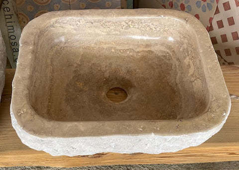 Lavabo de piedra travertino marron