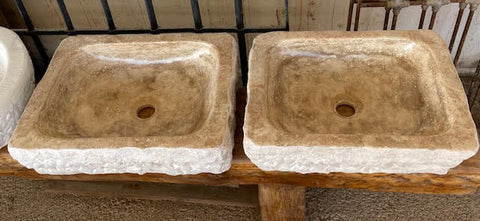 Pareja de lavabos travertino