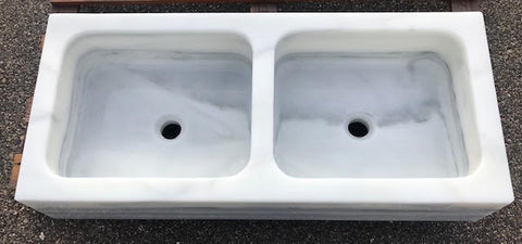 Fregadero de mármol 2 senos 1 metro x 45 cm fondo