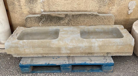 Fregadero 2 senos de piedra beige