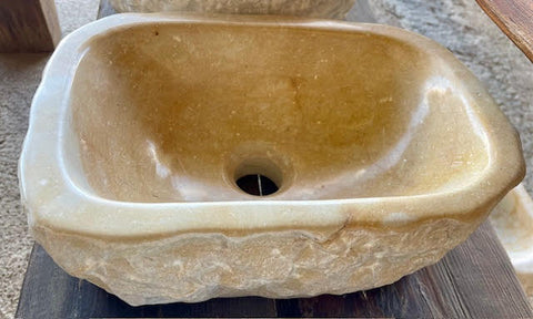 Lavabo de piedra travertino ocre