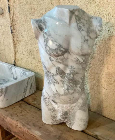 Busto masculino de mármol de Carrara Calacatta