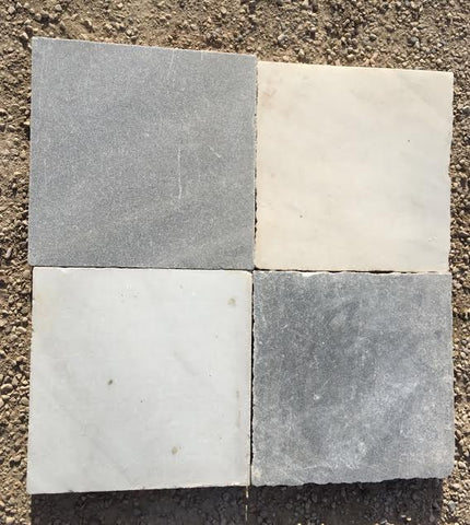 Losa de mármol blanco y gris 42 x 42