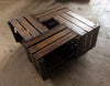 Mesa caja de madera en nogal.